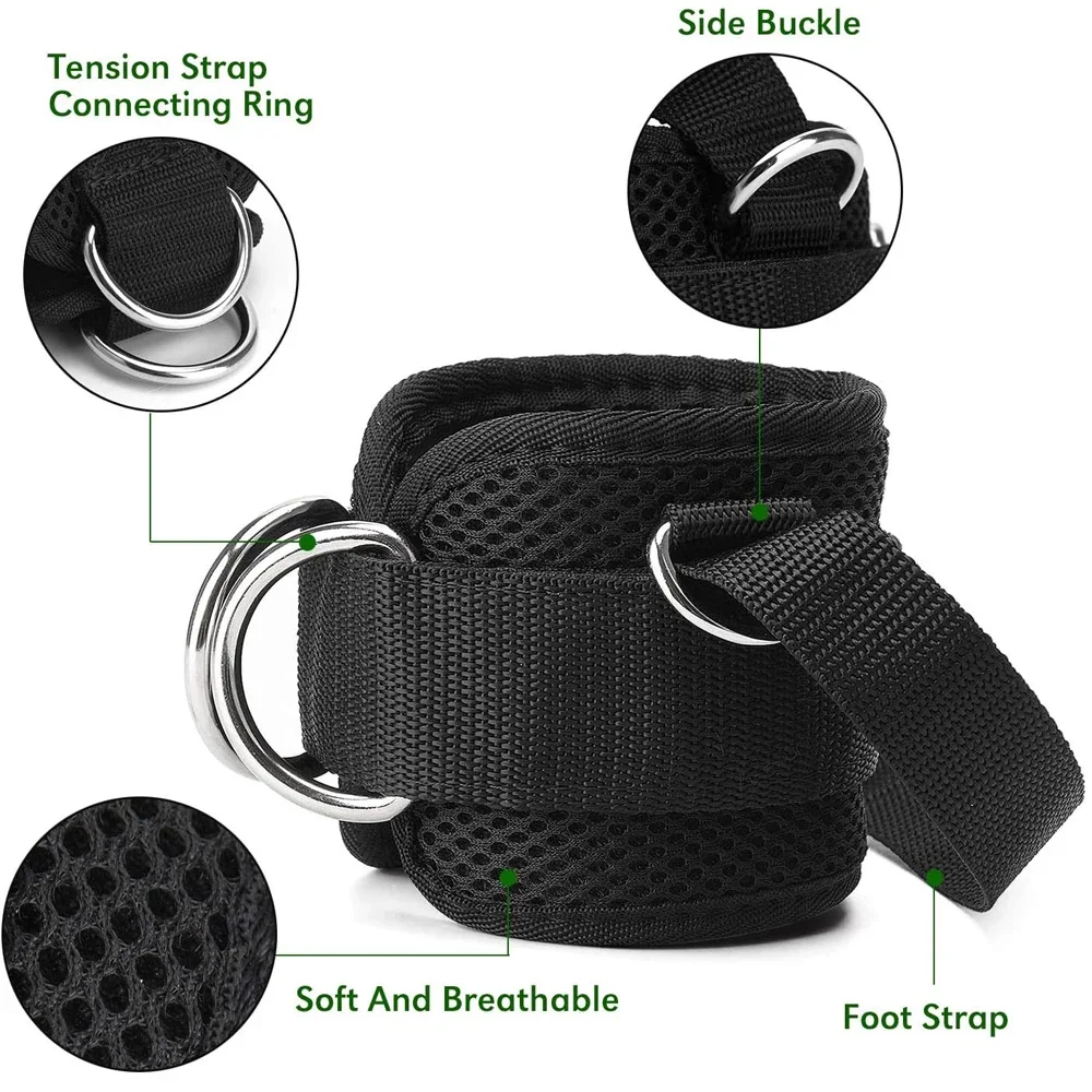 Adjustable Ankle Straps Cable Machines, Reinforce Double D-Ring Ankle Cuffs for Abdominal Muscles, Lift The Butts, Tone The Legs