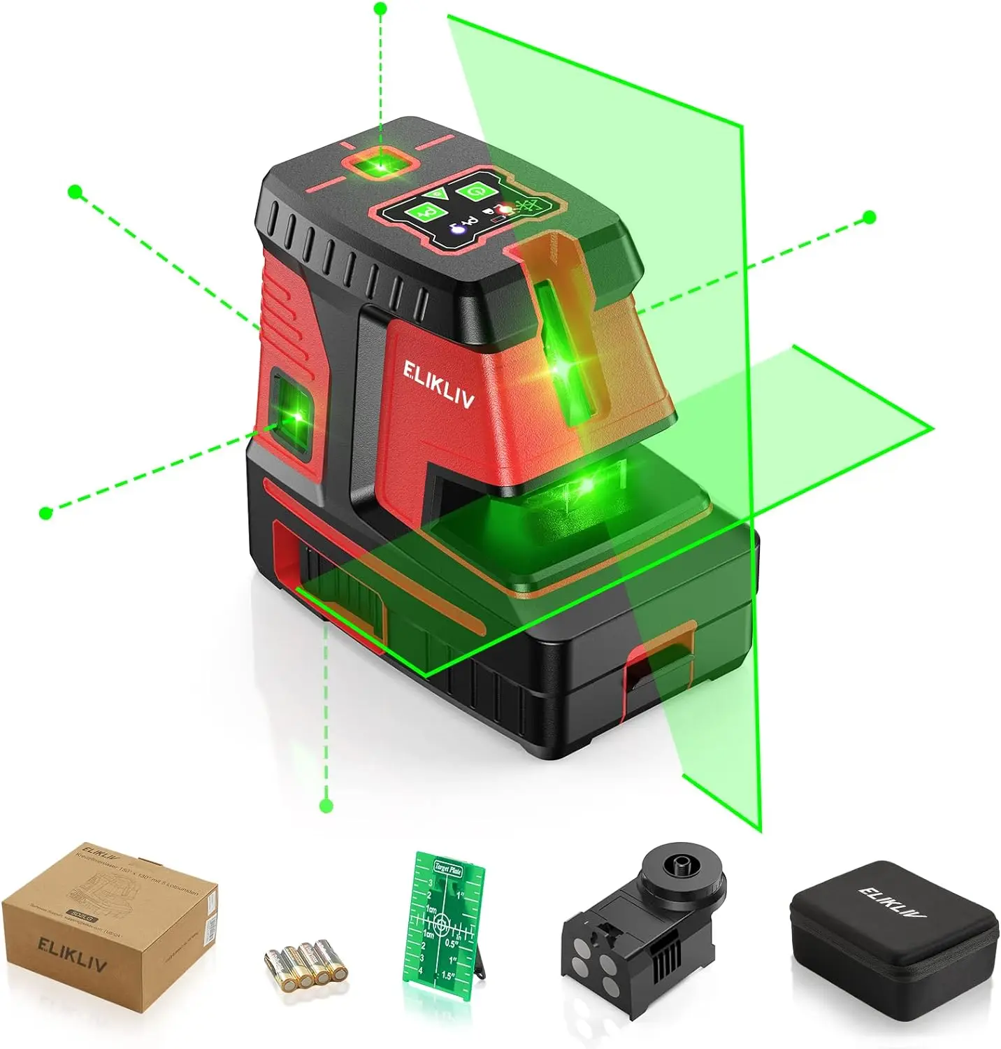 

Laser Level,Elikliv 5-Point Self-Leveling Laser Level Line Tool with Pulse Mode-200ft Green Laser Range for Indoor/Outdoor Use