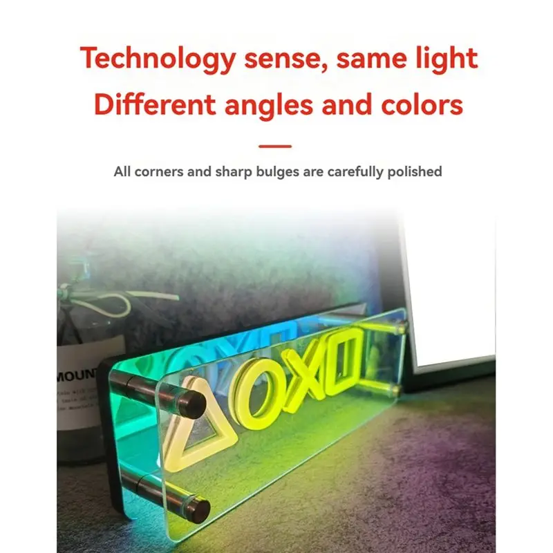 A29F-Neon Signs Lights LED Table Lamp Colorful Thousand Layer Mirror Atmosphere Light For E-Sport,Bedroom,Birthday,Decorate