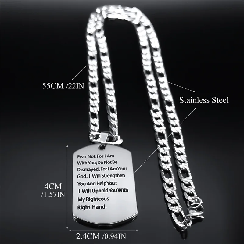 Personalized Bible Cross Dog Tag Men Necklace Stainless Steel Christian Bible Prayer Necklaces Jewelry Boyfriend Gifts N7420S05