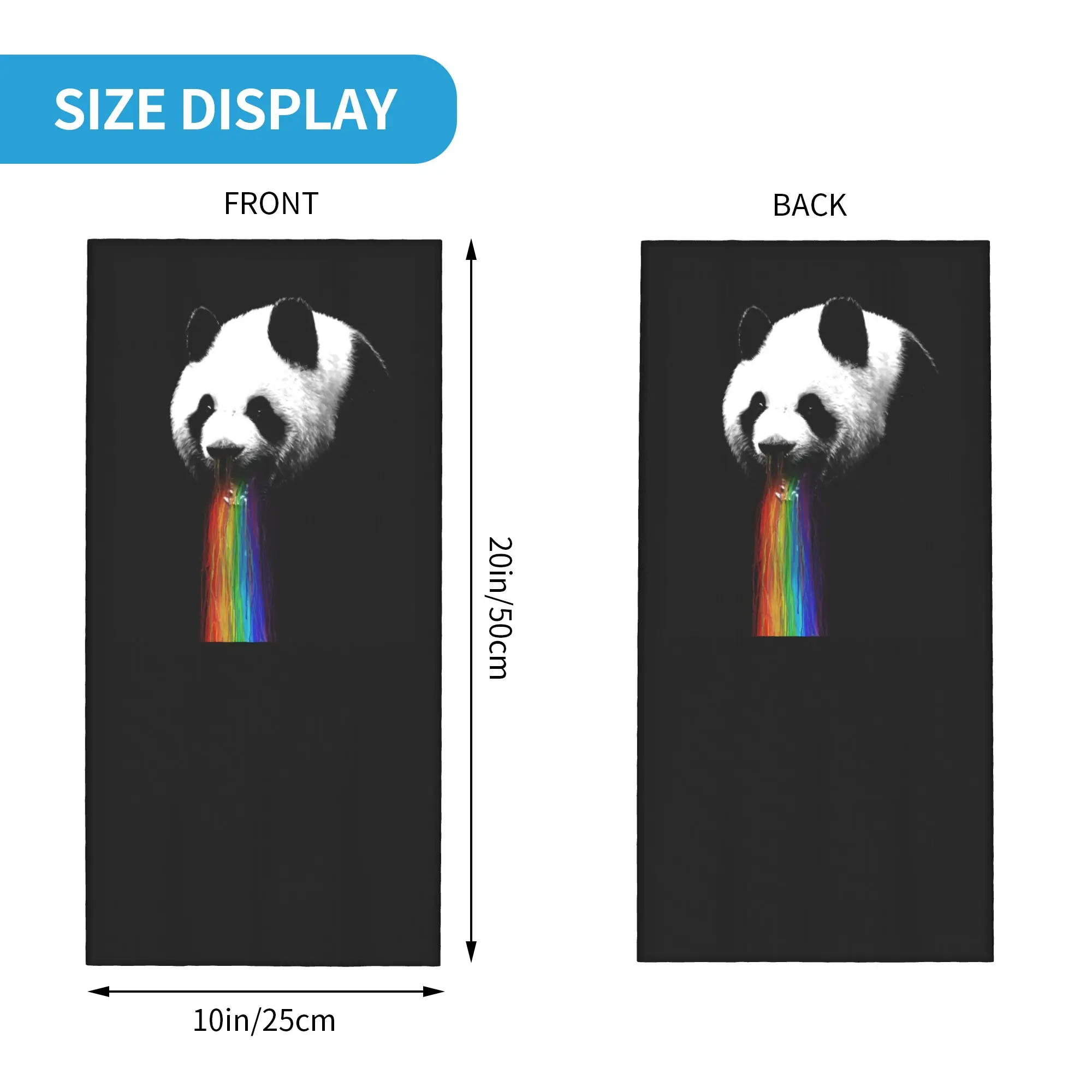 Custom Pandalicious Bandana Neck Gaiter for Hiking Hunting Women Men Wrap Scarf Panda Vomitting Rainbow Balaclava Warmer