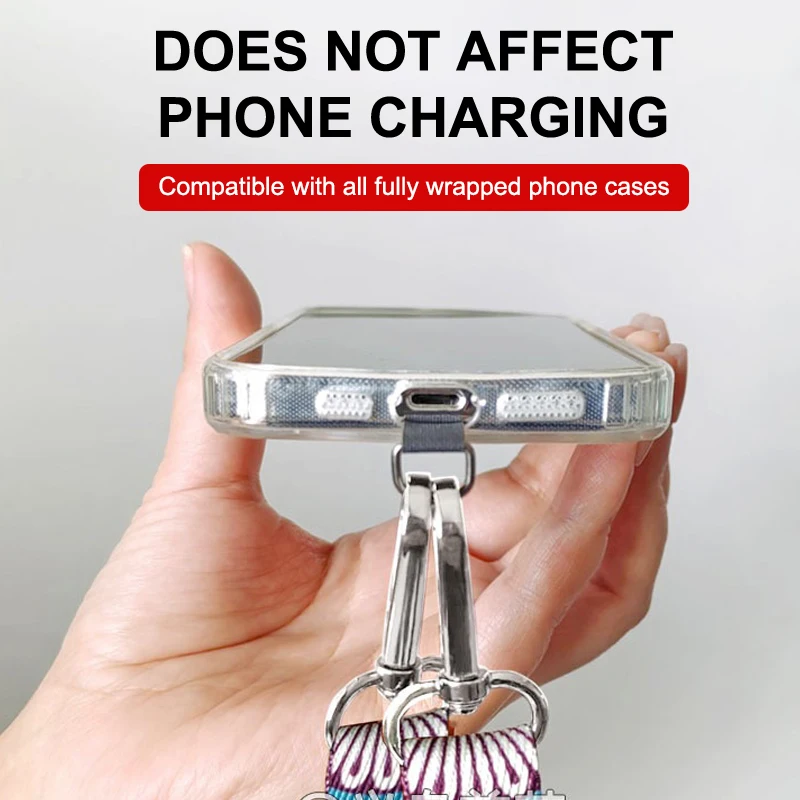 Cordão universal ajustável para celular, alça crossbody para pescoço, anti-perda, cabo de suspensão com junta para todas as capas de telefone, 1 peça