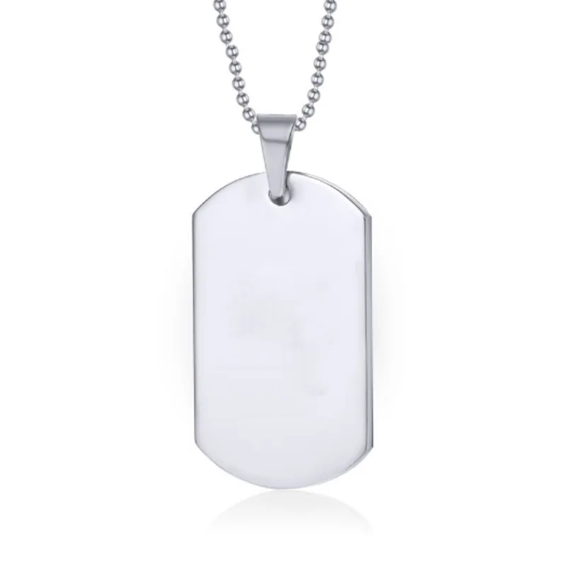 Military Army ID Tag Pendant  Pet Cat Dog Tag  Badge Man Metal Color Stainless Steel Necklace Charm Women Jewelry Gifts