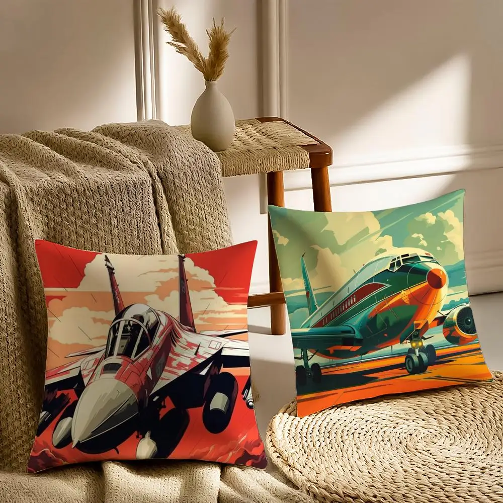 غطاء وسادة رائع على شكل طائرة على شكل طائرة، غطاء وسادة أريكة حريري قصير من القطيفة مع سحاب غير مرئي مقاوم للغبار لديكور المنزل