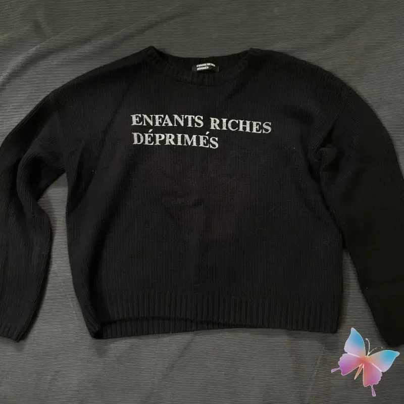 24ss invierno Enfants Riches Dprimes suéteres clásico estampado de letras negro cuello redondo Tops ERD Sudadera de punto hombres mujeres pulóver