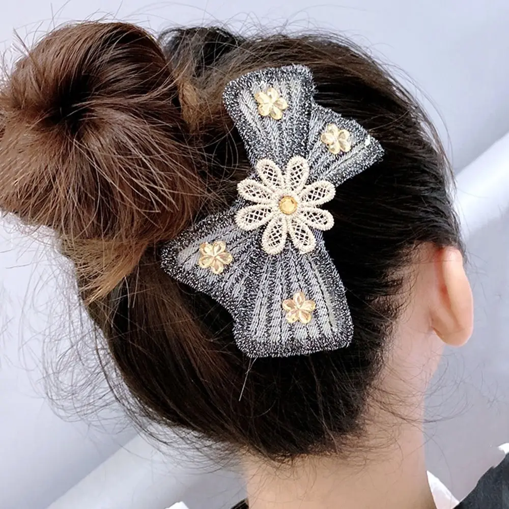 Fashion Flower Seamless Magic Paste Bow Butterfly Bangs Paste Cutting Salon Acessories Hair Clip Daily