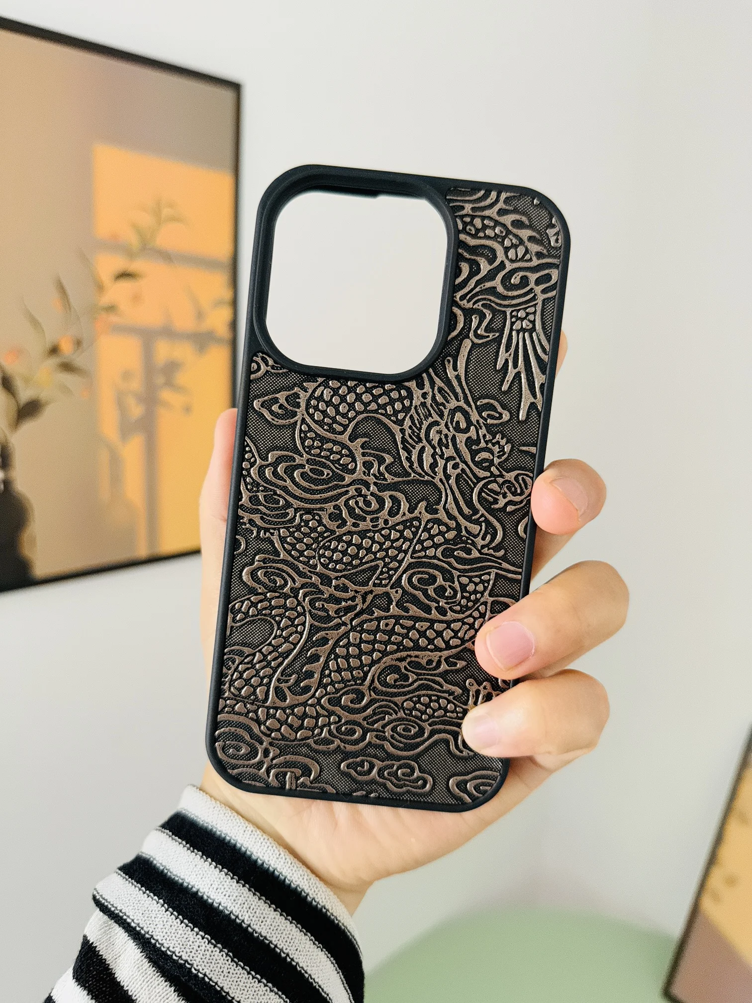 

Cute Retro Animal Dragon pattern PU leather Case for iPhone 16 15 14 Phone Cover 14 13 12 11 Pro MAX Hard Shockproof Back Funda