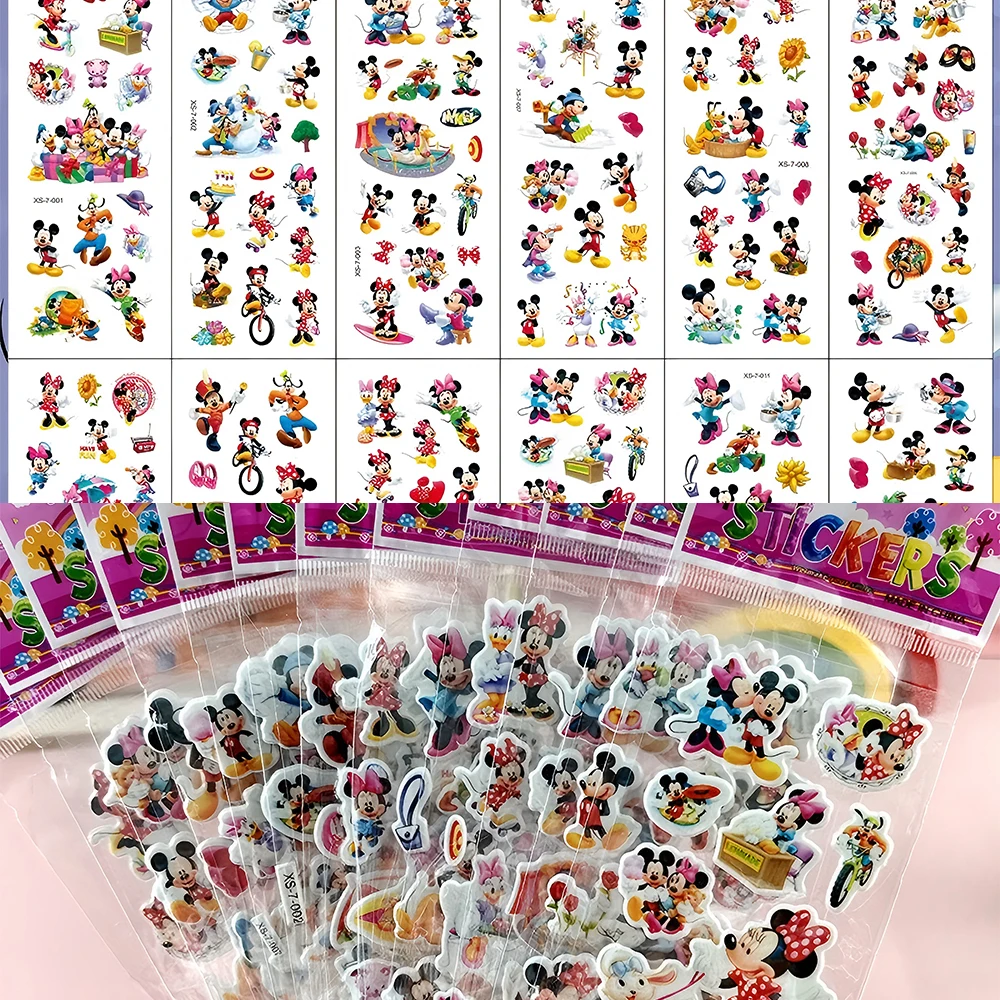 

12pcs Disney Cute Anime Mickey Mouse Cartoon 3D Puffy Stickers DIY Notebook Phone Laptop Funny Toy Bubble Sticker Birthday Gifts
