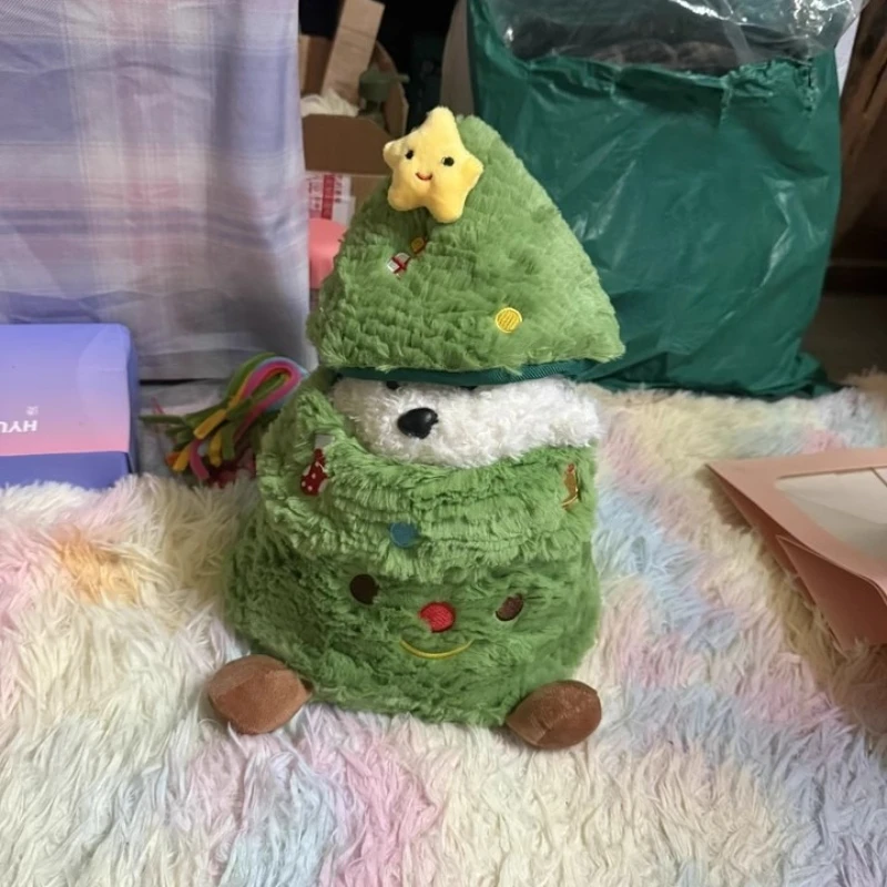 Puppy doll hiding in the Christmas tree soft plush toy Throw Pillow Home Decoration children birthday Christmas gifts