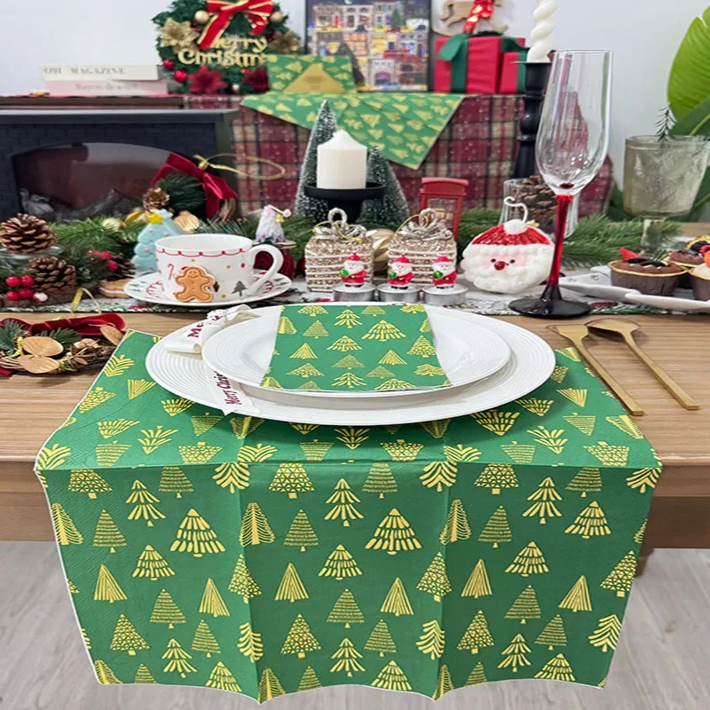 16sheets 33 * 40cm 3-layer Christmas Elements Christmas Tree Long Napkins Party Decoration Paper DIY Decoupage Paper