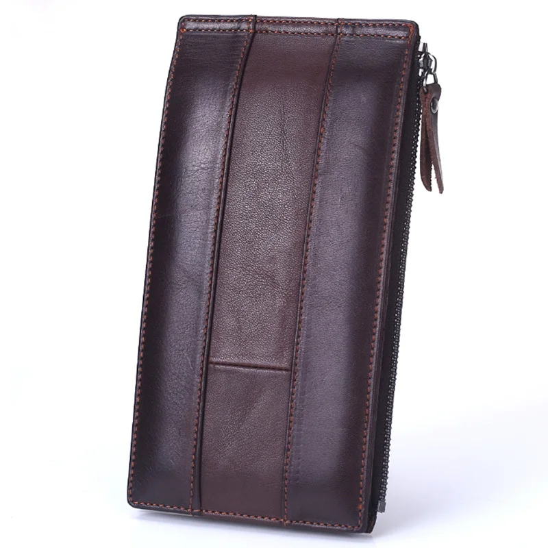 

Men's Slim Leather Card Holder | Multi-Slot Long Wallet | Genuine Cowhide Foldable Clutch Purse