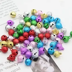 50pcs 10/12/14mm Copper Frosting Bells DIY Pets Hanging Pendants Keyring Ornament Handmade Crafts Gingle Bell Accessories