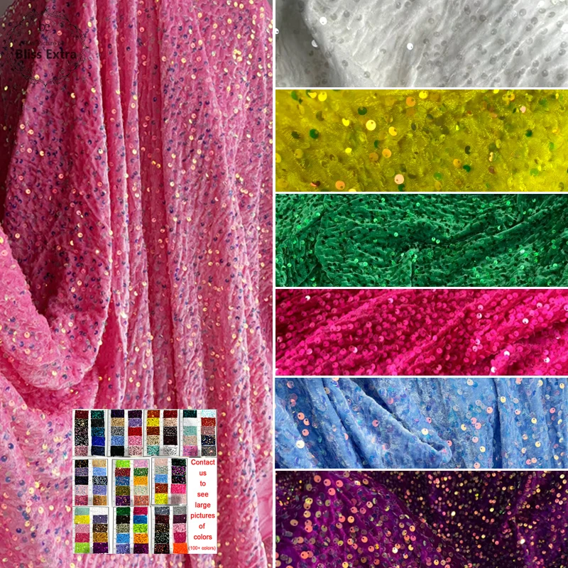 Sequins Stretch Velvet Fabric Width 59\