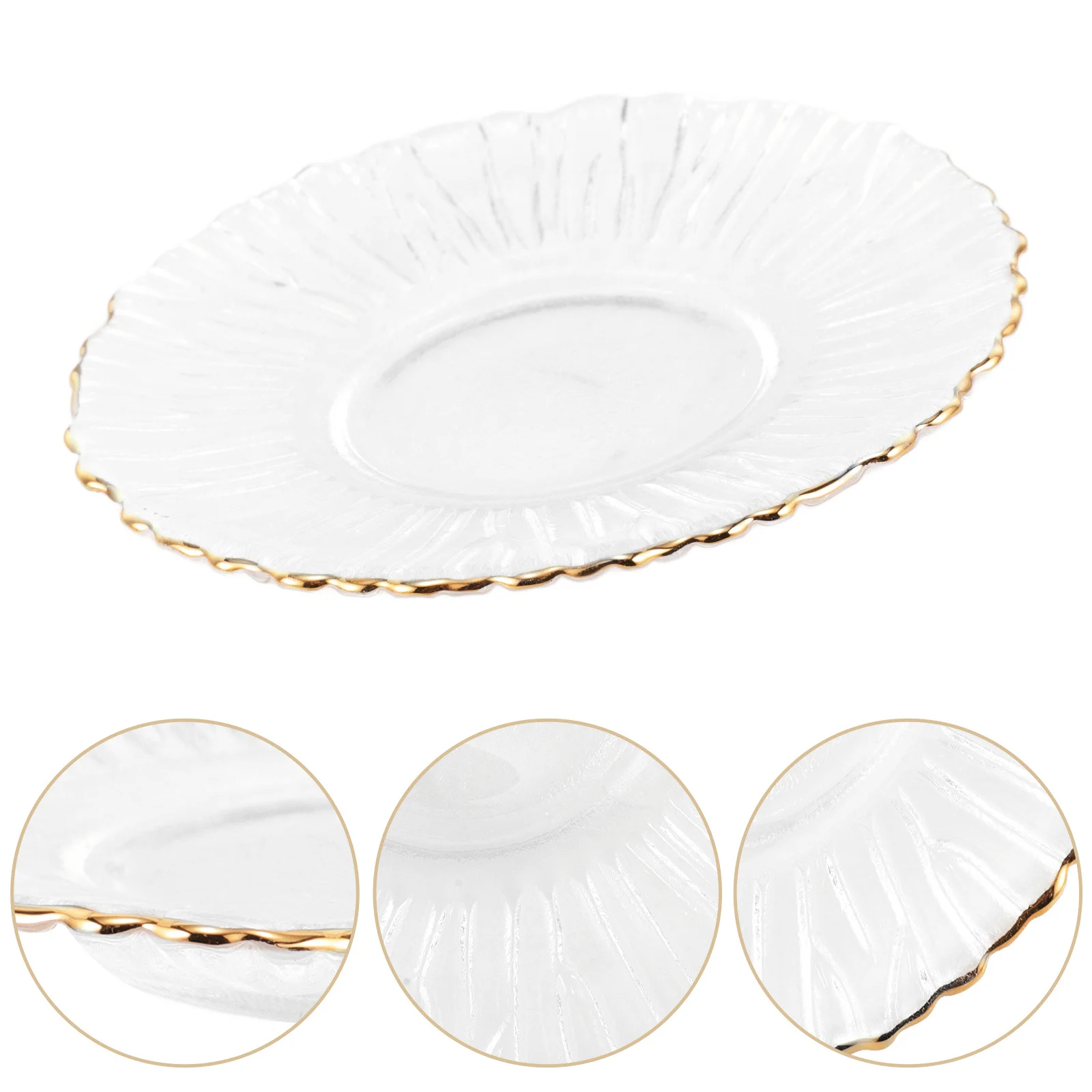 

Japanese Style Glass Teacup Coaster Bark Texture Elegant Compact Beverage Coaster Decorative Glass Saucer for Tea Coffee Table