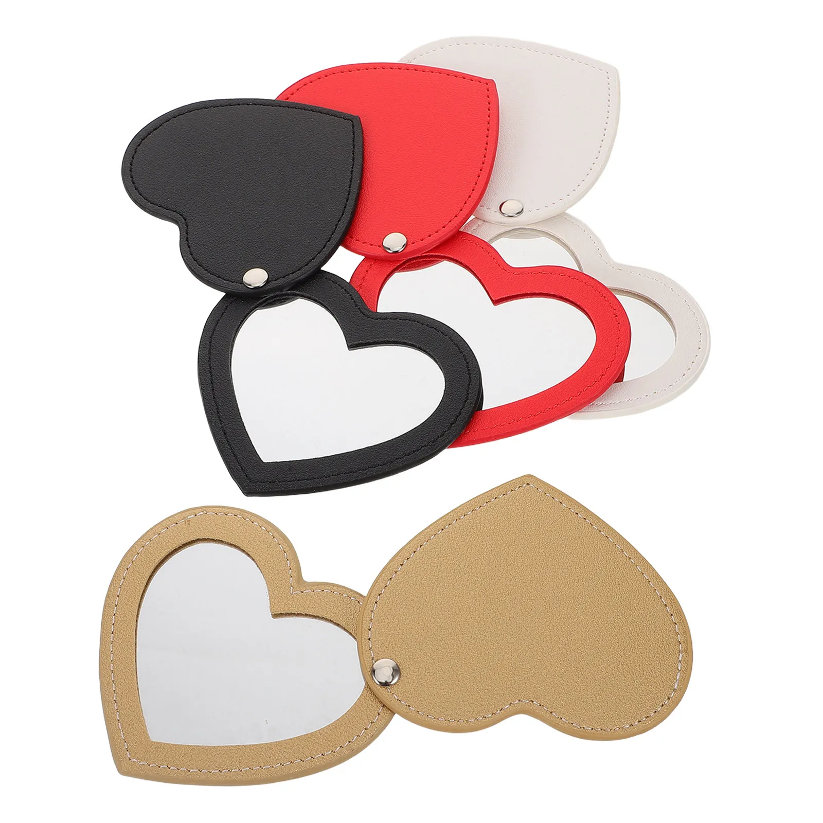 

Набор из 4 мини-зеркал в форме сердца, вращающиеся, компактные, портативные, для путешествий, для быстрой коррекции макияжа в дороге