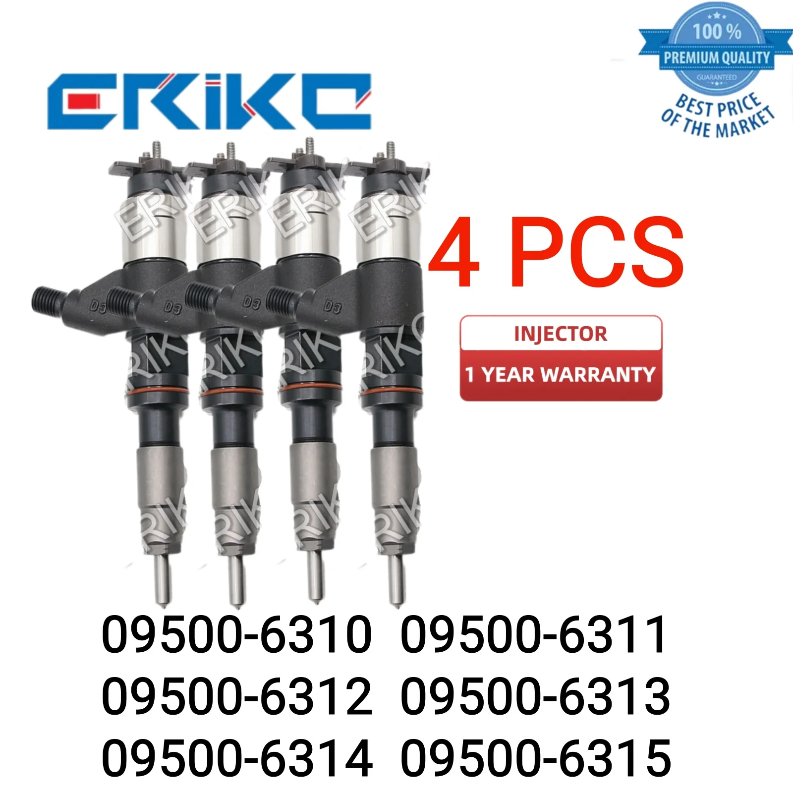 

4 PCS 09500-631# Fuel Injectors RE530362 RE546784 RE531209 SE501925 Engine Injector 09500-6310 09500-6311 for John Deere