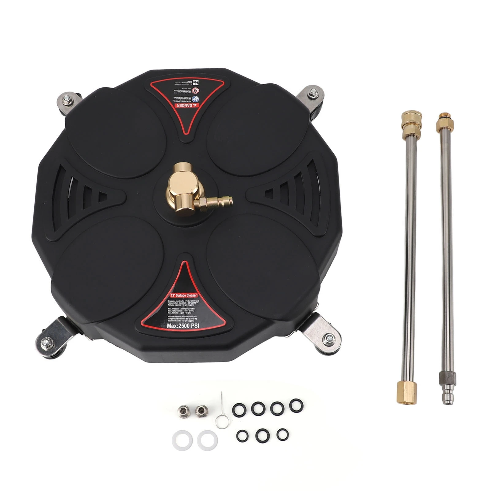 13 Inch Pressure Washer Surface Cleaner Attachment with 4 Wheels 2500PSI 1/4 Inch Quick Plug High Pressure Washer Surface Cleane