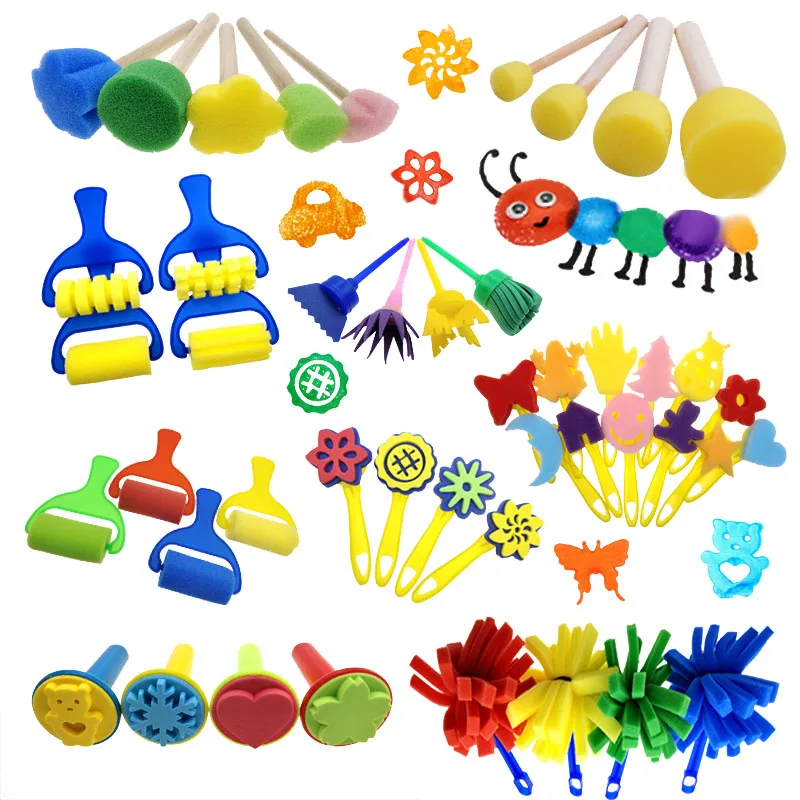 Kinderen Tekenspeelgoed Sponsborstelset Kid DIY Afdrukken Vroeg onderwijs Speelgoed Ouder-kind interactie Brain-boosting TMZ