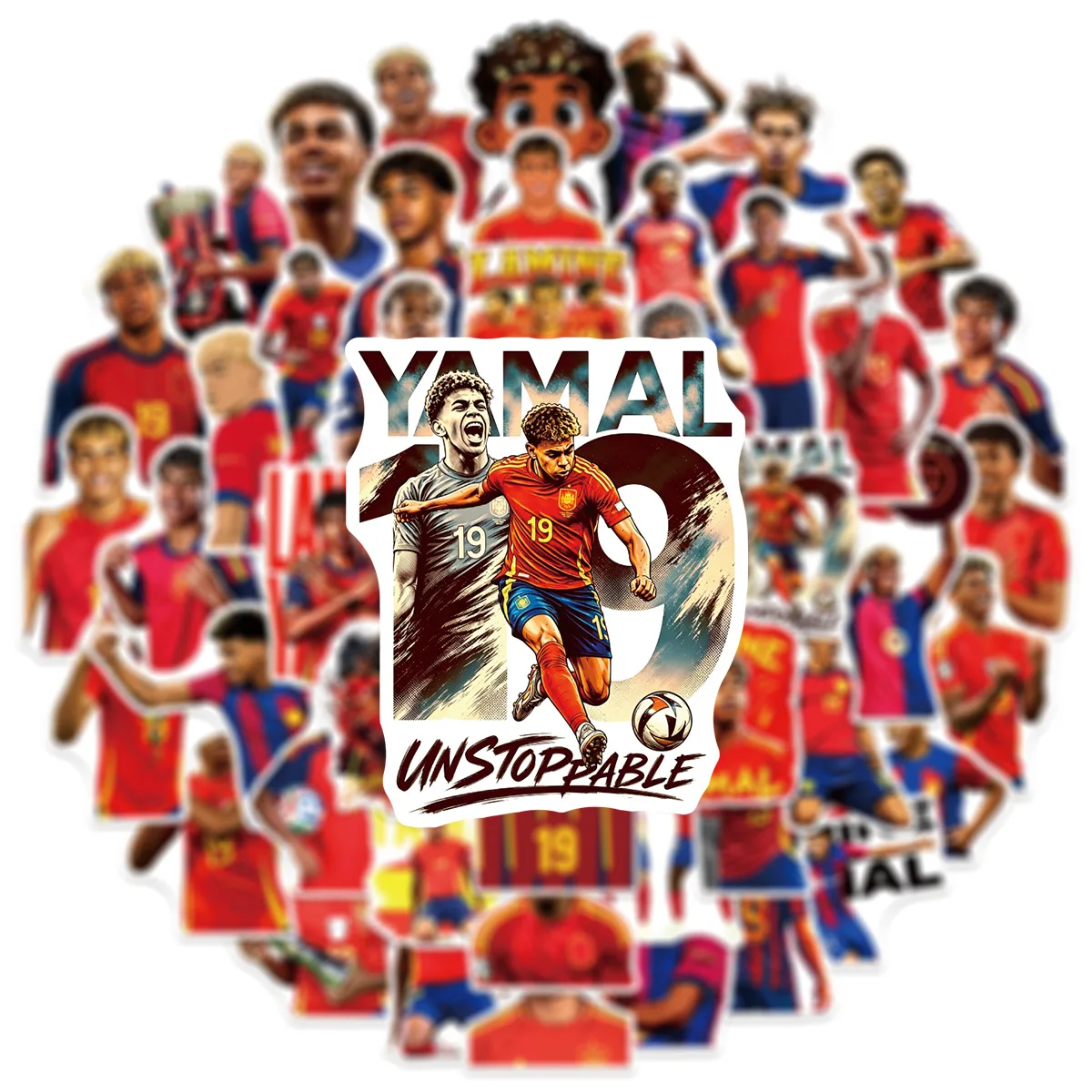 50Pcs  Football Star Stickers Soccer Decals for Laptop Phone Fridge Travel Luggage Water Bottle Scrapbook Stciekrs