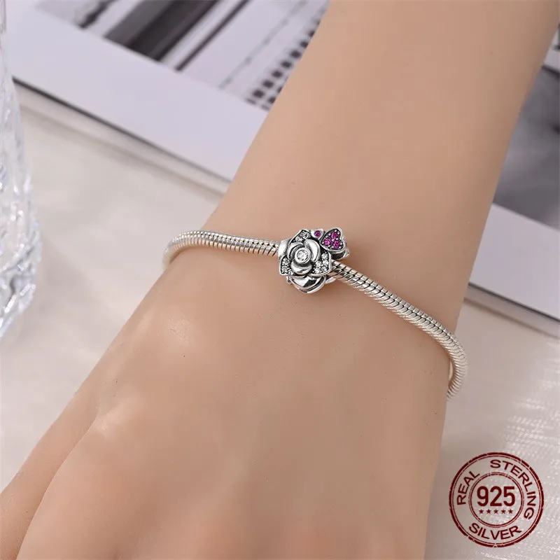 مجموعة خرز قلادة على شكل قلب من الفضة الإسترليني عيار 925 مع الزركون مع سوار أصلي هدية مجوهرات نسائية ذاتية الصنع