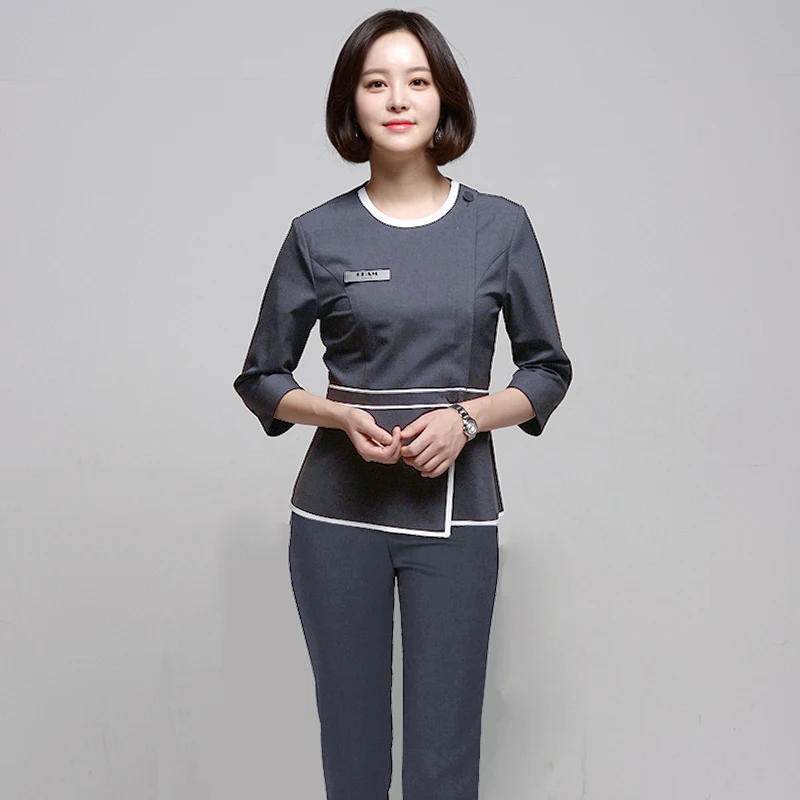 

Korean Style Nail Artist Spa Therapist Work Uniform Beauty Salon Professional Massage Service Women's Business Skirt Set