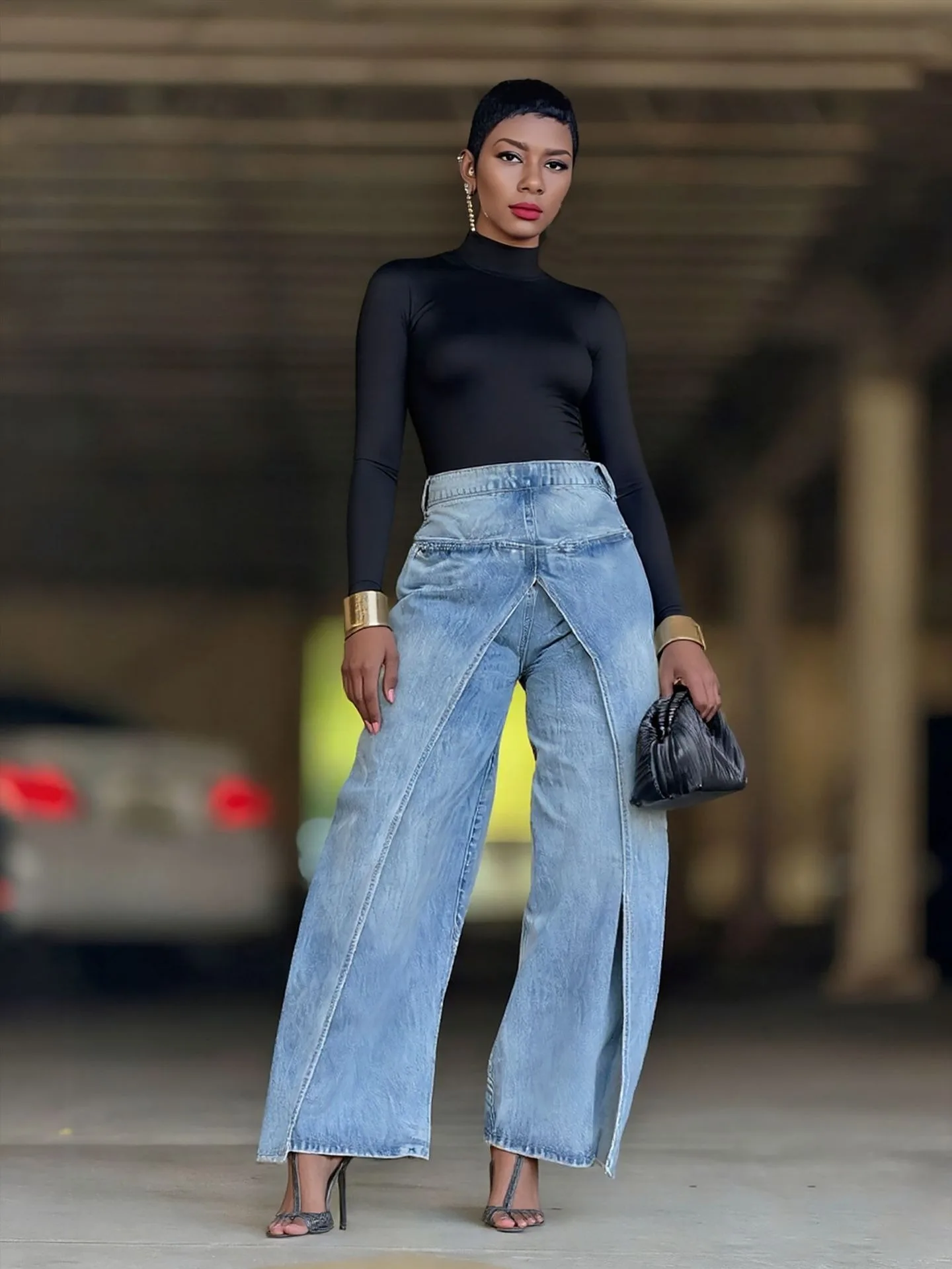 Perna reta solta-ajuste retalhos falso calças jeans de duas peças streetwear casual retro assimétrico afilado calças jeans para mulher