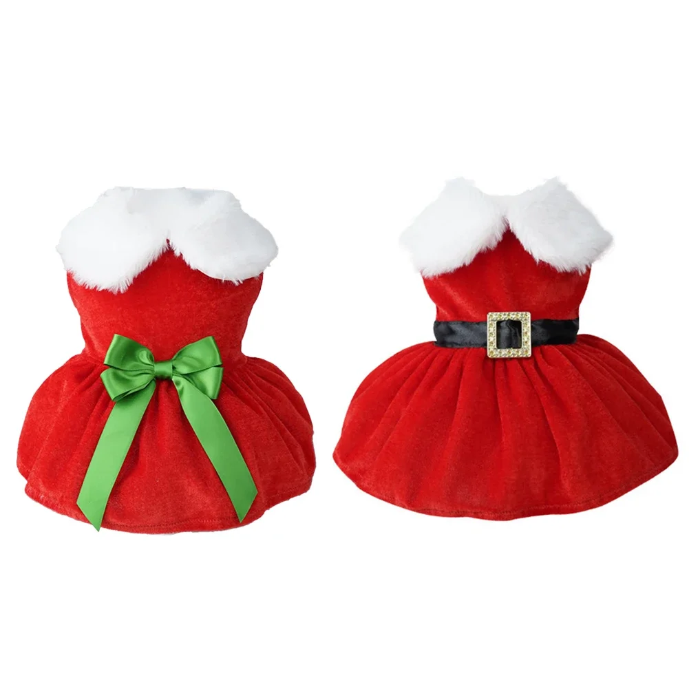 Pet Dog Dresses For Small Dogs Cat Christmas Party Red Princess Skirt Puppy Xmas Dress Chihuahua Yorkies Pug Poodle Costume