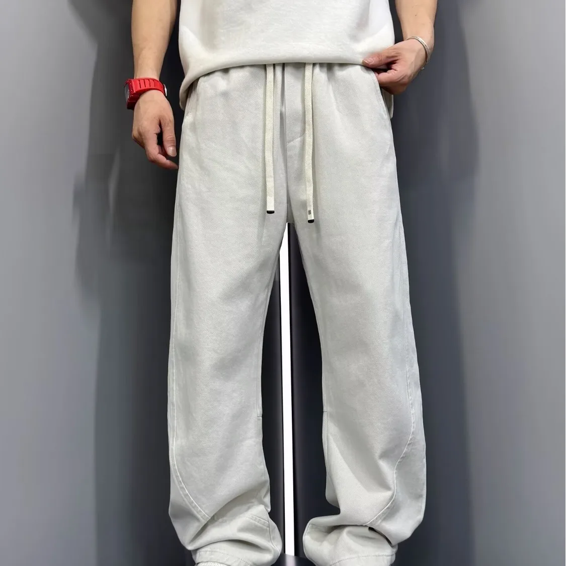 جينز تشذيب الخريف ناعم ومسامي وصديق للبشرة بأربعة جوانب ثنى مرن مقاس كبير متعدد الاستخدامات #4