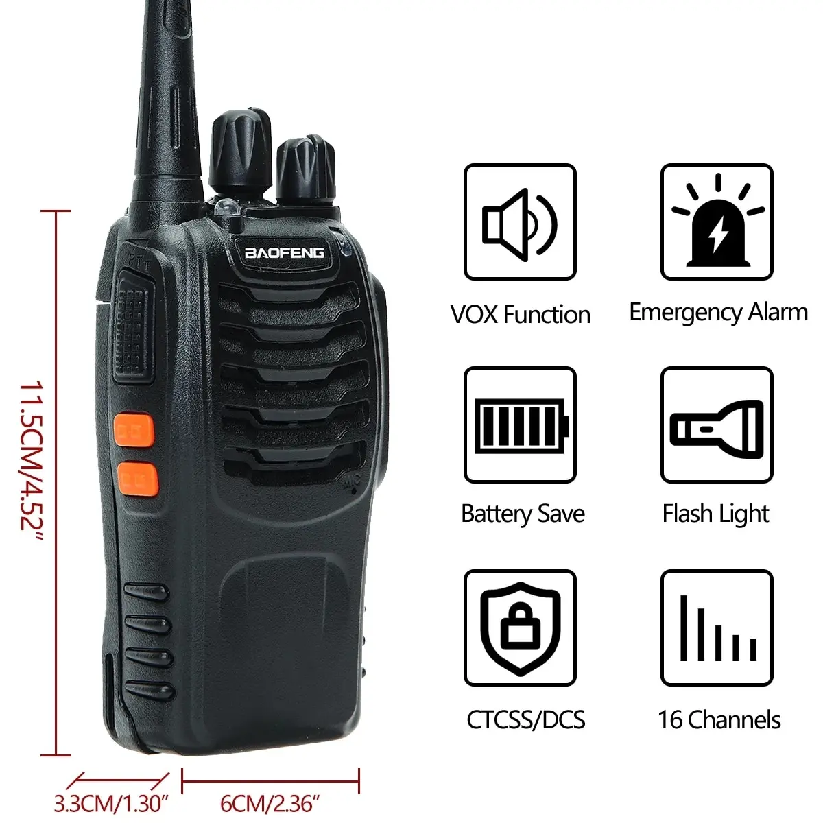 2pcs Baofeng BF-88E Long Range Walkie Talkie UHF 400-470MHz Ham Two Way Radio Comunicador Transceiver for Hotel Camping image 2