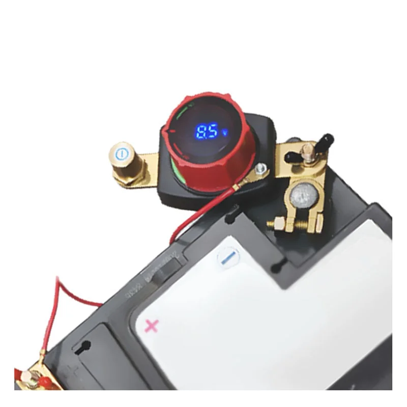 Top Post Battery Disconnect Switch With Voltmeter-5 To 60V Master Isolator Kill-Switch Kit For Car Batteries-A57M