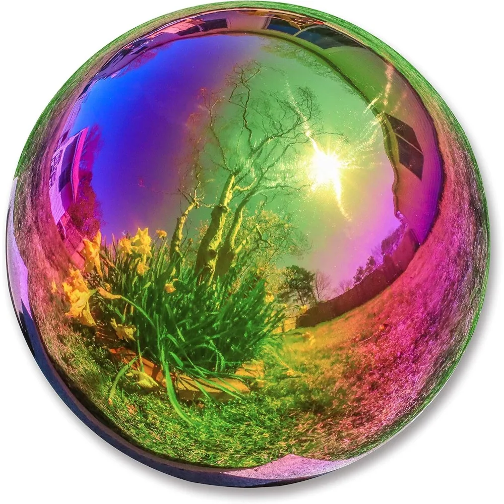 

Gazing Mirror Ball - Stainless Steel (10", Rainbow)