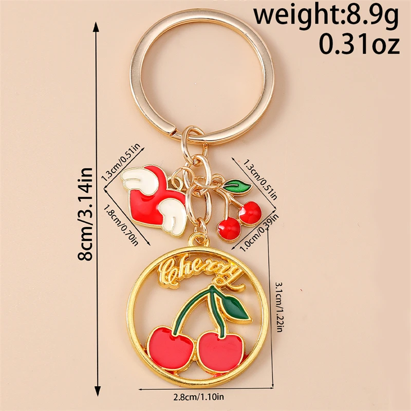 Modische Frucht-Kirsch-Schlüsselanhänger, Emaille-Herzanhänger, Schlüsselringe für Damen und Herren, Autoschlüssel, Handtaschen-Schlüsselanhänger, Accessoires, DIY-Geschenke – Detail 22