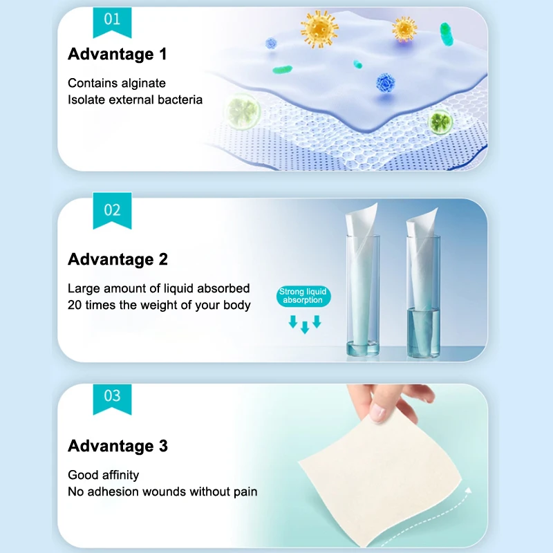 1/2/5Pcs Alginate Wound Dressing Non Stick Gauze Pads High Absorbency Dressing Products For Wound Care Bed Sore Bandages