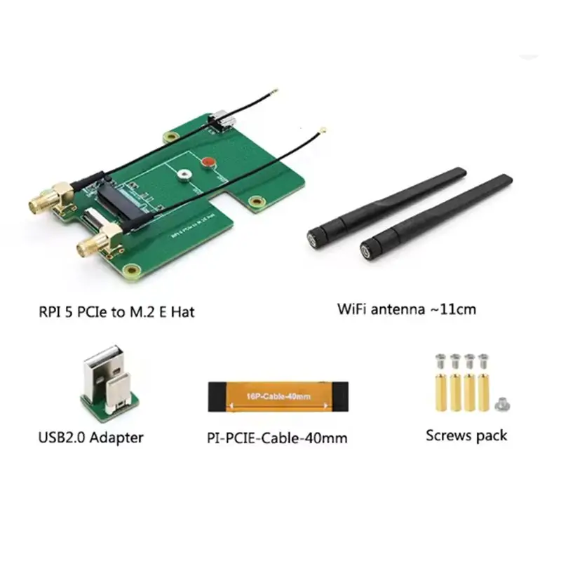 N34R-For Raspberry Pi 5 RPI Pcie To M.2 E HAT Expansion Board For NGFF M.2 E Key Wireless Network Cards Support Wifi6/Wifi7 - view 6