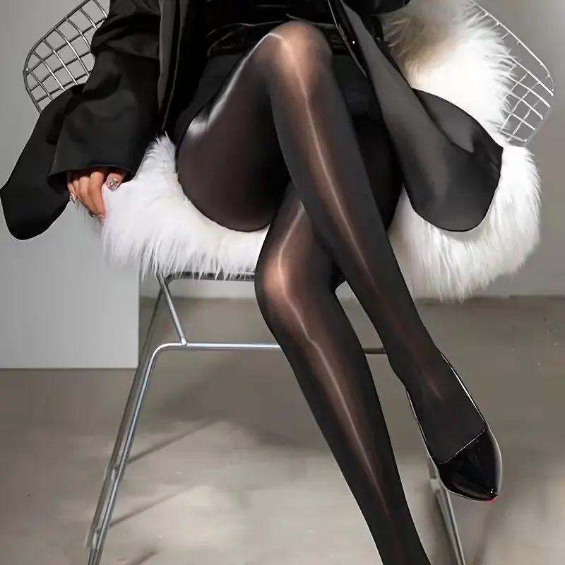 Damen Öl-Glanz-Strumpfhose Glänzende Strumpfhose Schimmernde Sexy Pferdeöl-Hellfarbene Unterwäsche Dessous Halloween-Kostüm Strümpfe