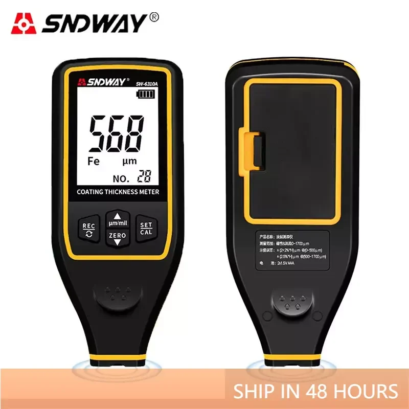 

SNDWAY Digital Paint Coating Thickness Gauge Car Detector Refinishing Paint Micrometer Automotive Test High-Precise Probe Meter