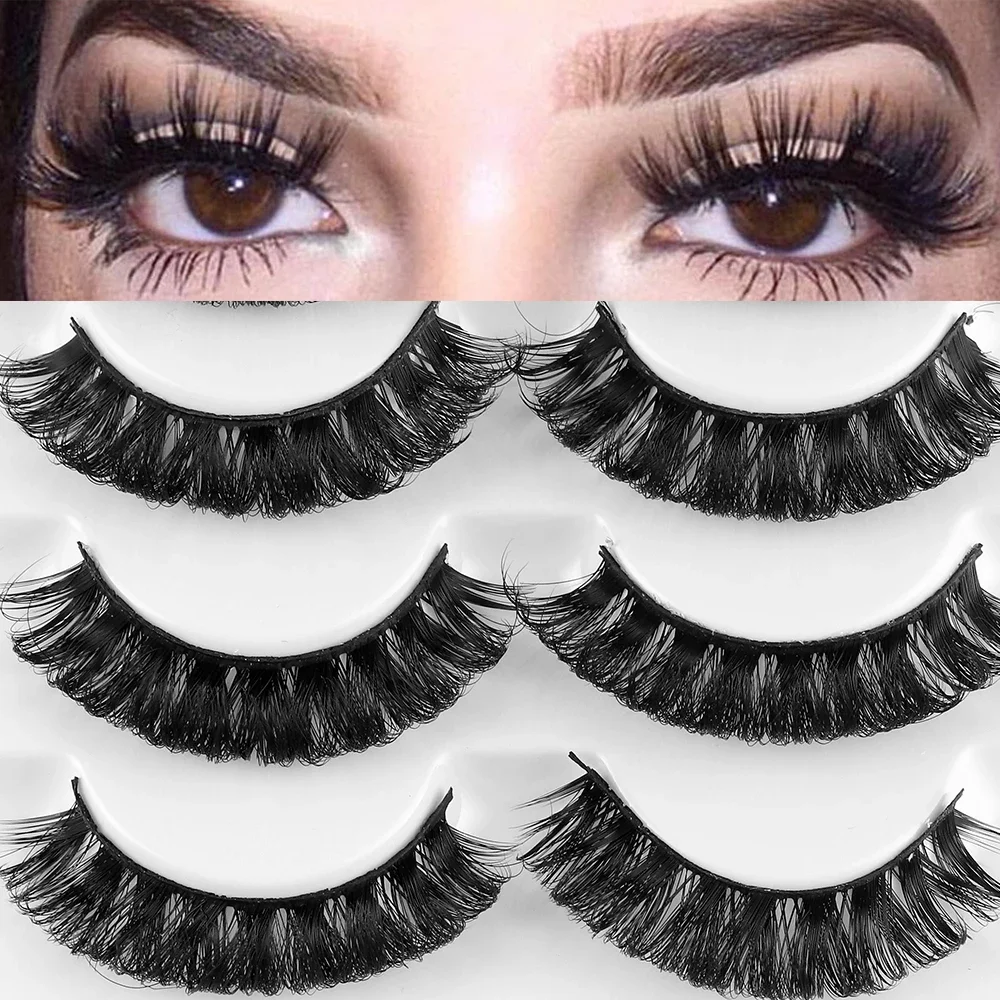 4 Pairs Russian Strip Lashes Fluffy Mink Lashes 3D False Eyelashes DD Curl Fake Eyelashes for Glamorous Look