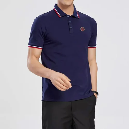 Imagen 2 del producto 2024 nuevo Polo para hombres, moda informal para ir al trabajo, Top versátil de Color sólido para hombres, moda de verano, Polo de algodón puro para hombres de negocios