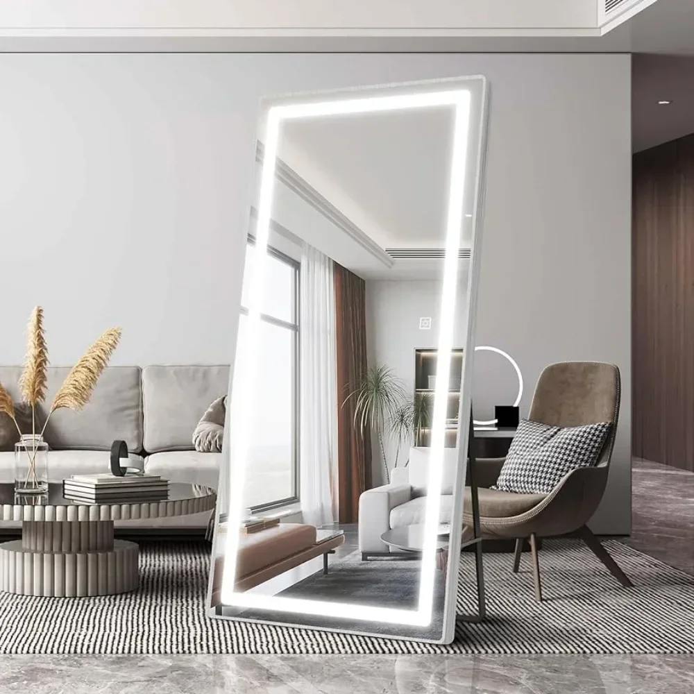 

Full Length Mirror With Lights, Free Standing Lighted Floor Mirror, Wall Mounted Hanging Mirror ， LED Full Body Mirror