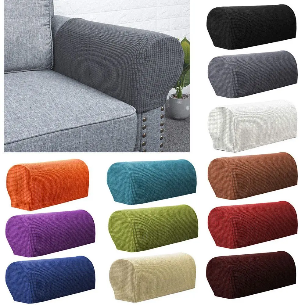 2PCS/SET New Fit Stretch Stretchy Couch Arm Protector Fleece Sofa Armrest Covers Chair