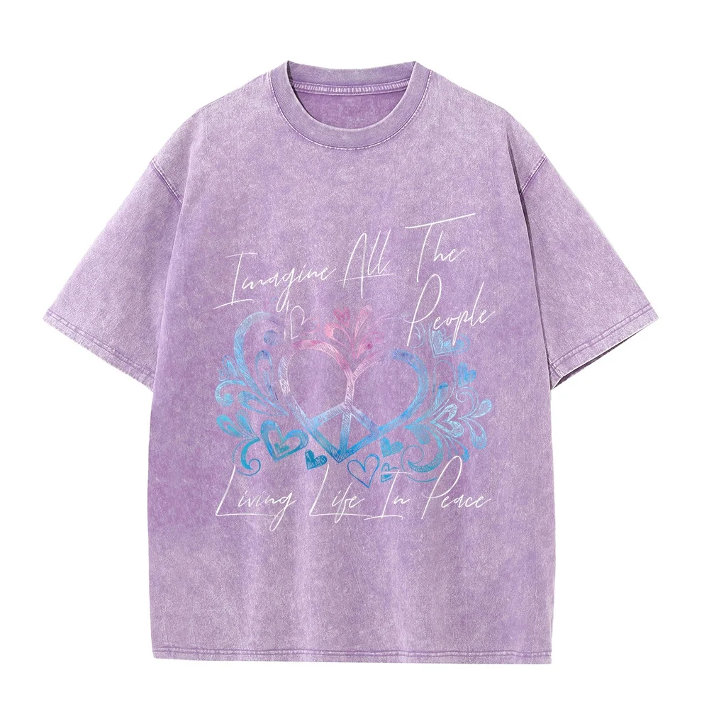 Imagine Hippie People Living Life in Peace and Love T-Shirt Y2k Футболка Original Mens T-Shirts S To 5xl T Shirt Multi Cotton
