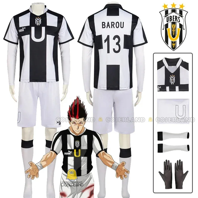 IN MAGAZZINO Shoei Baro Costume Cosplay Parrucca Anime Blue Lock Parrucca Italia Ubers Uniforme No.13 Maglia da calcio King Villains Abbigliamento sportivo