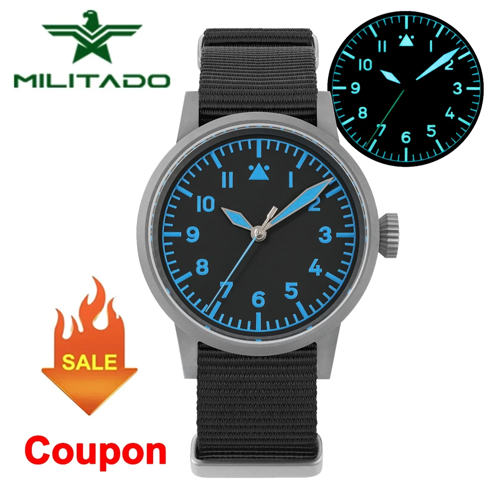 

Militado ML10 V2 Кварцевые часы 100 м Водонепроницаемые винтажные часы с сапфировым стеклом VH31/VH60 Светящиеся часы с секундным механизмом