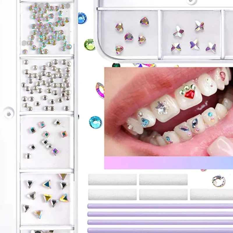 New 1Set Dental Tooth Gems Crystal Diamond Ornament Diy Tools Various Shapes Color Teeth Jewelry Denture Jewelry Decoration