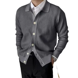 Mens Cardigan Sweater Long Sleeve Button Down Casual Collared Slim Fit Knit Sweater