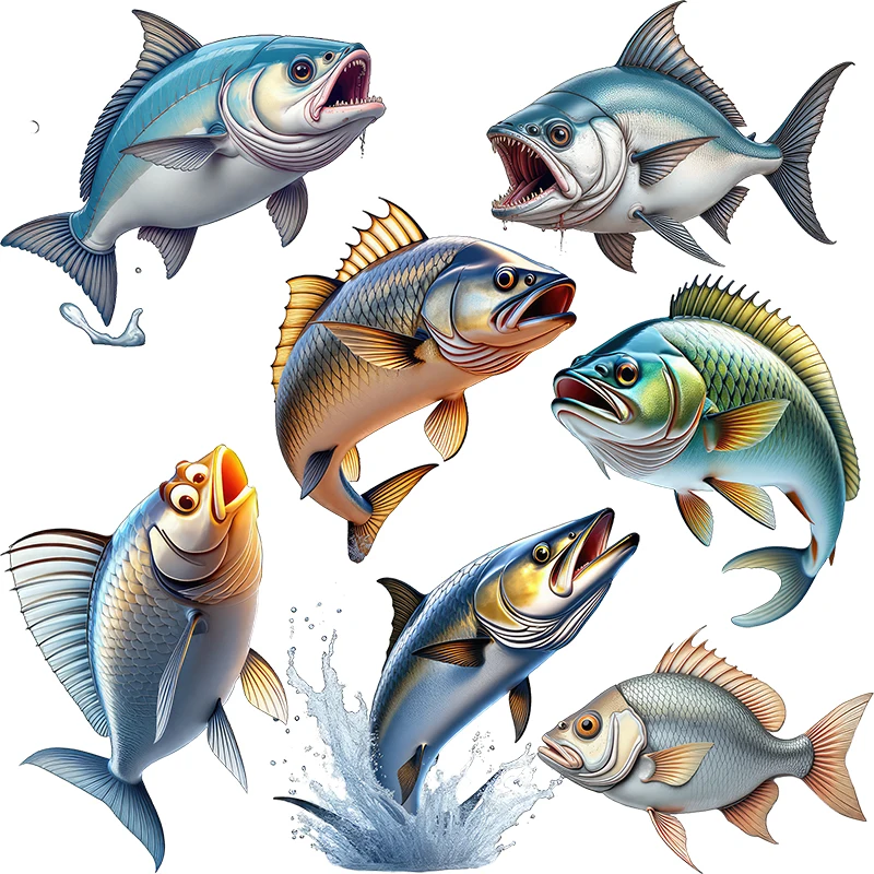 Three Ratels CG234 Funny sea fish Cartoon stickers for home decoration bathroom decals car hood stickers