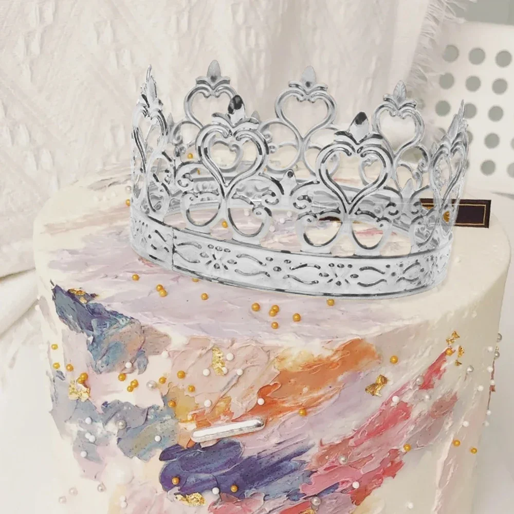 1Pcs Tiara Goud/Sliver Crown Cake Topper Decor Little Crown Kinderen Haar Sieraden Prinses Bruiloft Verjaardag Feestartikelen