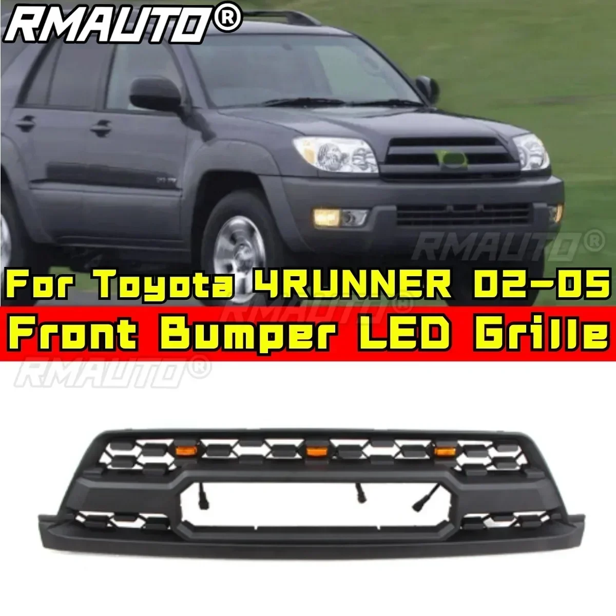 Bumper Grill For Toyota 4RUNNER 2002-2005 Car Front Bumper Racing Grille Grillg Body Kit ABS Front Bumper Grille Car Accessories