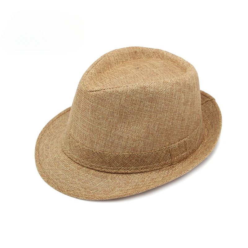 Middle-aged Spring and Summer Outdoor Sun Protection Hat Beach Top Hat Female Casual Retro Jazz Linen Hat Fedoras for Man Party