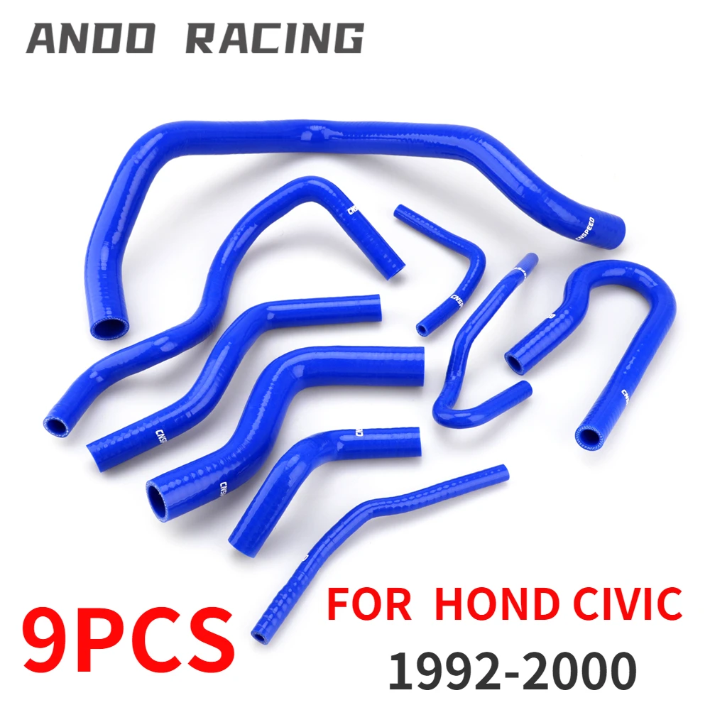 9PCS 실리콘 라디에이터 냉각수 호스 실리콘 호스 키트 HONDA Civic 1992 1993 1994 1995-2000 D15 D16 EG EK Blue Auto Car